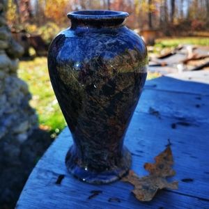 Vintage Green and Purple Solid Granite Vase Urn